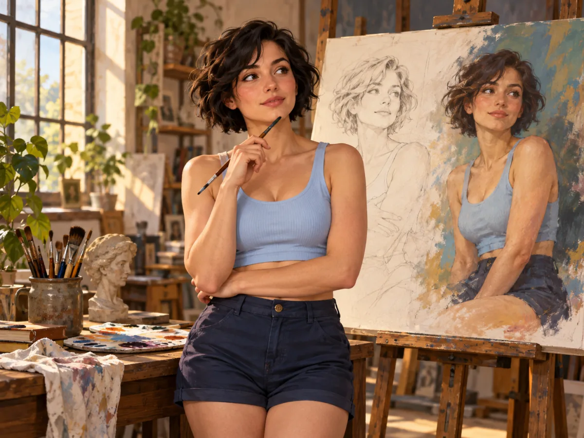 AI-generated fictional adult model in clothing, used as an editorial illustration