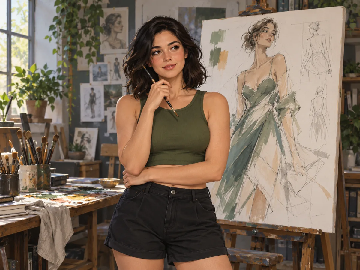 AI-generated fictional adult model in clothing, used as an editorial illustration